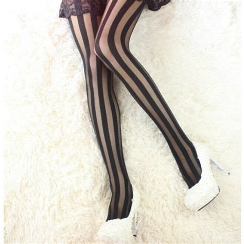 spring summer women fashion sexy silk tights pantyhose striped thin