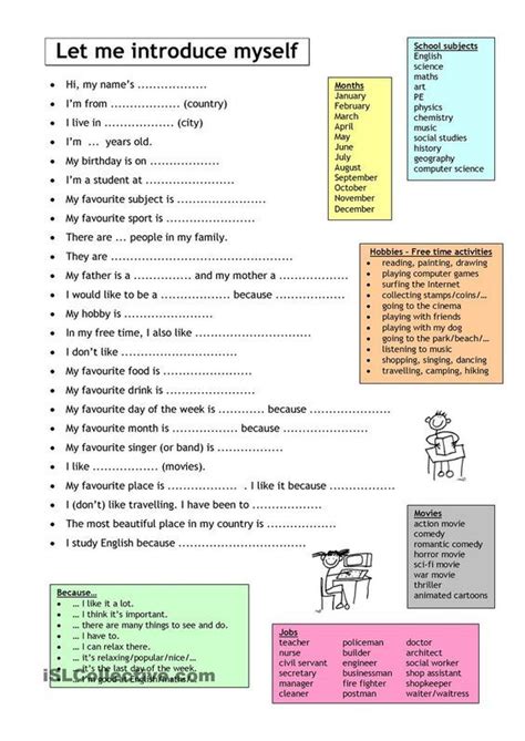 let me introduce myself worksheet free esl printable worksheets made by teachers ell