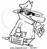 Secret Clipart Spy Agent Carrying Information Coloring Outline Illustration Clip Rf Royalty Undercover Line Toonaday Leishman Ron sketch template