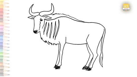wildebeest drawing easy    draw wildebeest simply wild animal drawings drawing