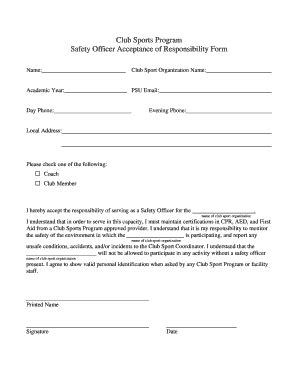 acceptance  responsibility form fill  sign printable template