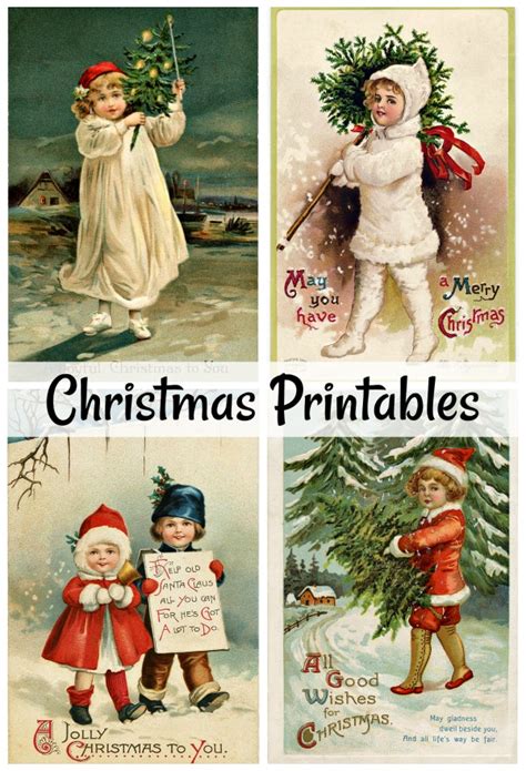 diy vintage christmas cards   printables town country living