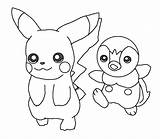 Pikachu Piplup Colouring Lineart Insertion sketch template