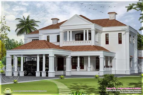 sq ft colonial style villa exterior elevation kerala home design  floor plans