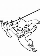 Hanging Curious George Coloring Rope Netart Colouring sketch template