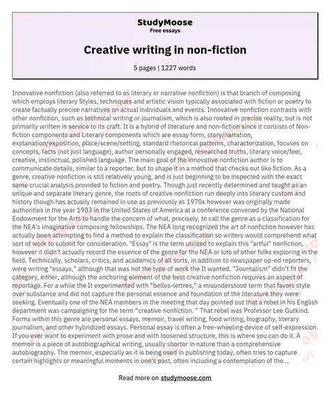 creative writing   fiction  essay
