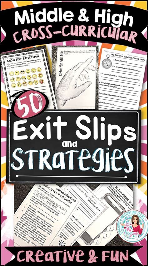exit slips and strategies editable for any subject in middle and high