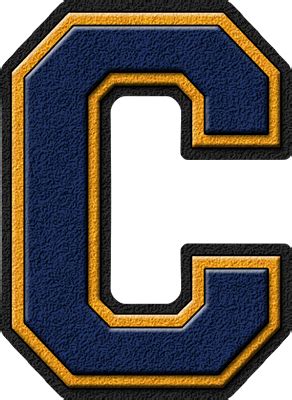 Presentation Alphabets Navy Blue And Gold Varsity Letter C