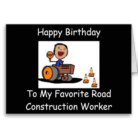 Road Construction Worker Card Road
