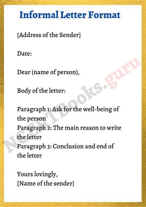 informal letter format english notes teachmint