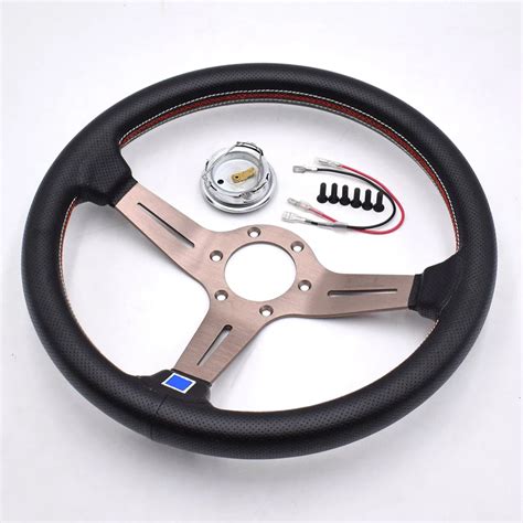 aluminum   real leather steering wheel drift sport steering wheels buy   price