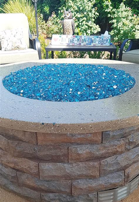 Bahama Blue Reflective Nugget Diamond Fire Pit Glass 1