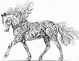 Cheval Coloriage Therapeutic Fleurs Caballito Mandalas Swirl Sheets Hípster Zentangle Adultos Realistic Embroiderydesigns Getdrawings Getcolorings sketch template