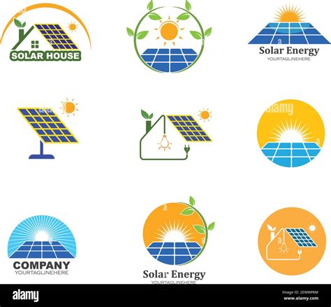 solar panel logo vector icon  natural energy design stock vector
