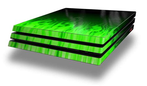 sony ps pro console skins fire green wraptorskinz