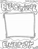 Energy Coloring Pages Printable Printables Electrical sketch template