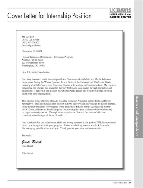 cover letter samples  internship wisestep