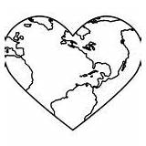 Heart Coloring Earth sketch template