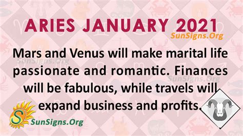 Aries January 2021 Monthly Horoscope Predictions Sunsigns