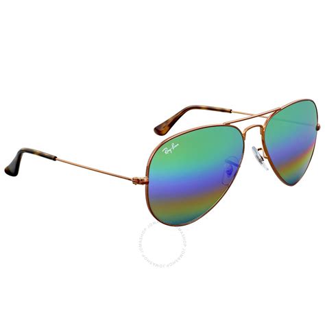 Ray Ban Green Rainbow Flash Aviator Sunglasses Ray Ban