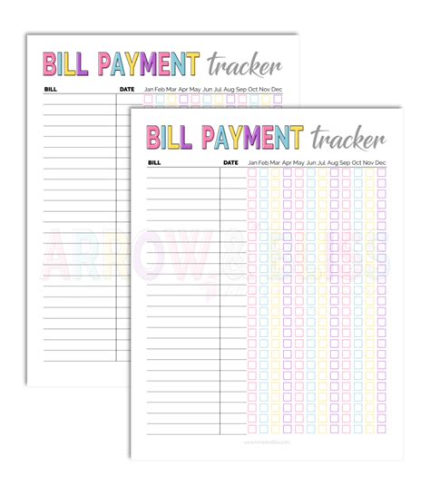 day   bill tracker printable