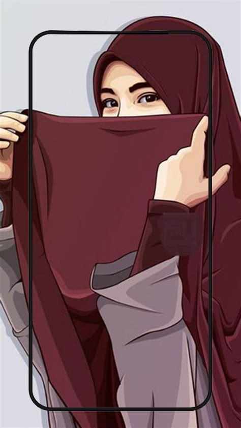 iphone wallpaper hijab cartoon