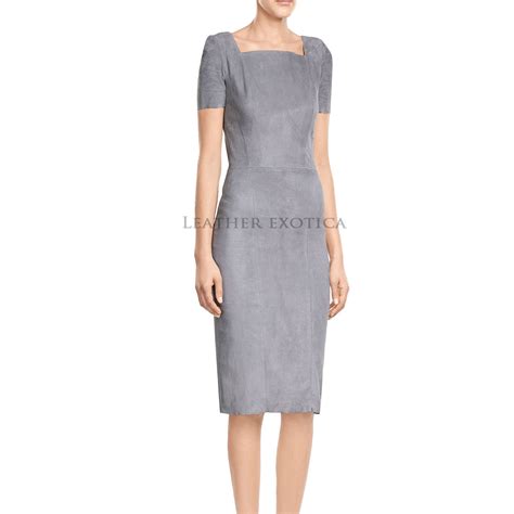 classic grey suede dress  women leatherexotica