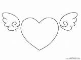 Wings Heart Coloring Pages Coloring4free Cute Printable Related Posts sketch template