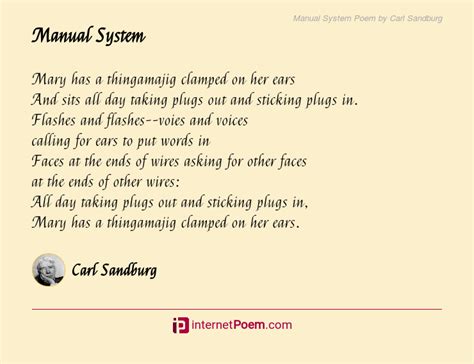 manual system poem  carl sandburg