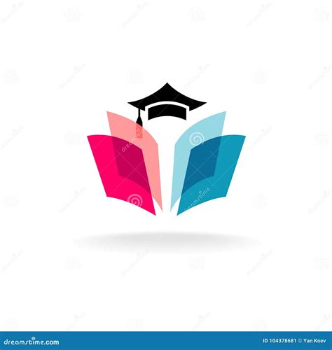 education logo concept  graduation cap  open book pages stock