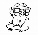 Graffiti Skateboard Coloring Pig Coloringcrew sketch template
