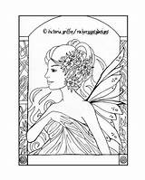 Coloring Nouveau Fairy Pages Sra Printable Etsy sketch template