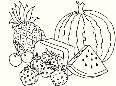 fruit coloring pages watermellon  pineapple