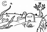 Cemetery Coloring Pages Corpses Halloween Color Nasty Gravestones Ghosts Print sketch template