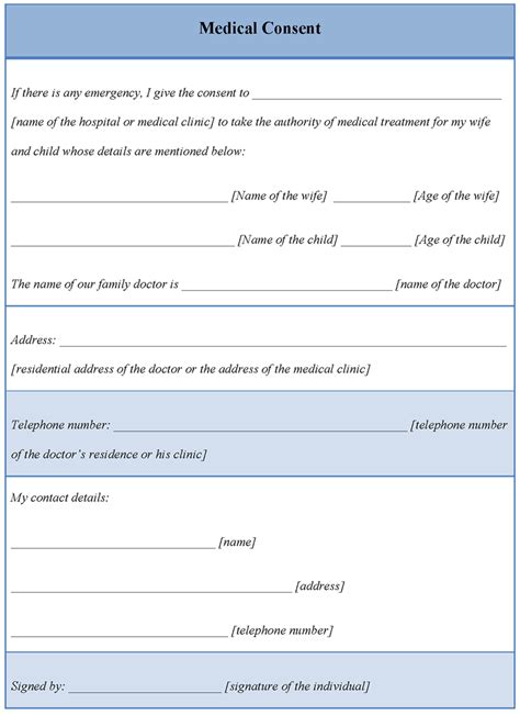 medical template  consent form   medical consent form