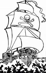 Pirate Ship Raging Galleon Ocean Coloring Big sketch template