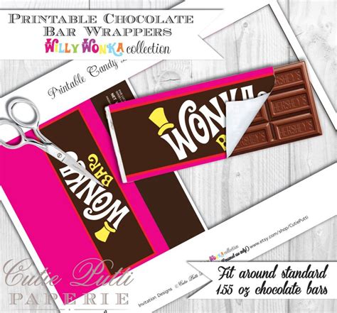 willy wonka party candy party printable chocolate bar wrappers
