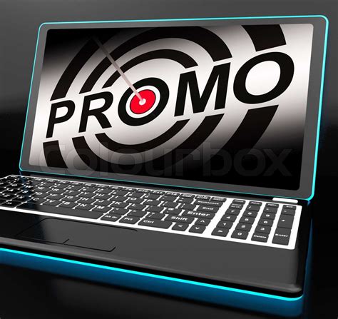 promo  laptop shows special promotions stock image colourbox