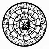 Maya Mayan Calendar Aztec Coloring Drawing Civilization Kids Pages Zodiac Calendario Colorear Astrology Printable Para Calendrier Signs Symbols Aztèque Et sketch template