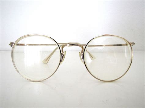 80s vintage round eyeglasses 1980s gold toned eye glass frames