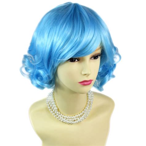 Wiwigs Classy Cute Light Blue Curly Short Ladies Wigs