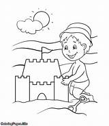 Coloring Sandcastle Pages Builds Summer Boy Kids Coloringpages Site sketch template