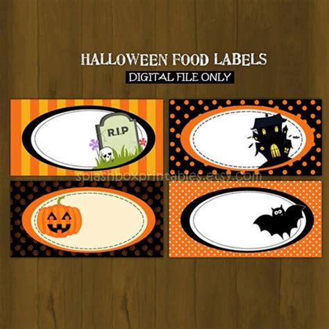 halloween printable food labels  place  splashboxprintables