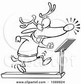 Treadmill Reindeer Jogging Outlined sketch template