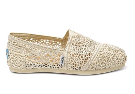 new toms women classic natural crochet shoes slip ons flats lace summer