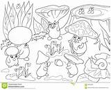 Famiglia Funghi Foresta Libro Bos Vectorillustratie Paddestoelen Kleurende Fumetto Vettore Salvia sketch template