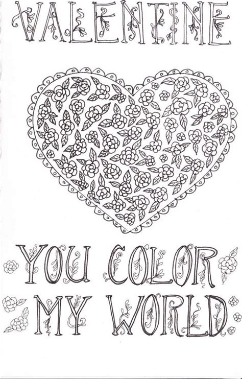 valentine coloring card printable valentine valentineday