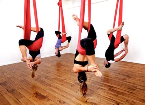 lifting off at an aerial yoga class