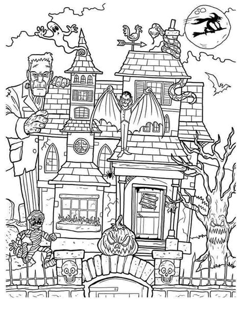 ruined haunted house coloring page  printable coloring pages  kids