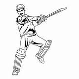 Cricket Bat Pages Coloring Printable Batsman Sheet Template sketch template